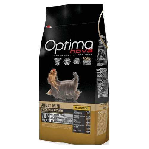 غذای خشک سگ بالغ نژاد کوچک اپتیما نوا مرغ و سیبزمینی بدون غلات ۸ کیلوگرمی (Optimanova Adult Mini)