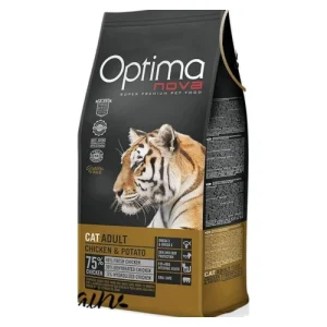 غذای خشک گربه بالغ اپتیما نوا مرغ و سیبزمینی بدون غلات ۸ کیلوگرمی (Optimanova Cat Adult Grain Free)