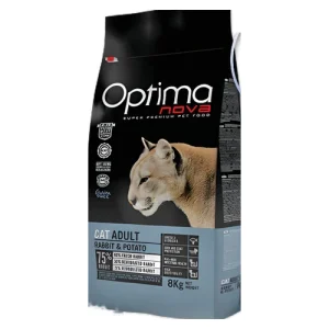 غذای خشک گربه بالغ اپتیما نوا خرگوش و سیبزمینی بدون غلات ۸ کیلوگرمی (Optimanova Cat Adult Rabbit)